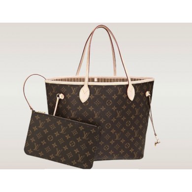 2014 louis vuitton monogram canvas bag neverfull mm m40995 beige GL00145