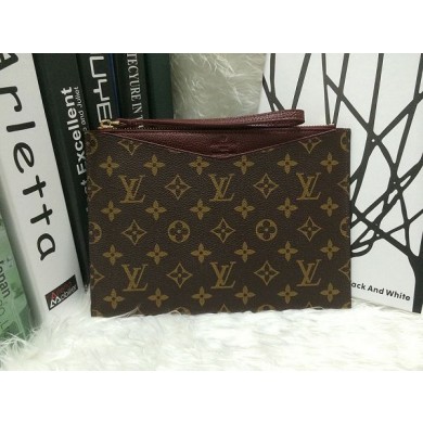 2014 louis vuitton monogram canvas pochette pallas m60609 red wine GL02797