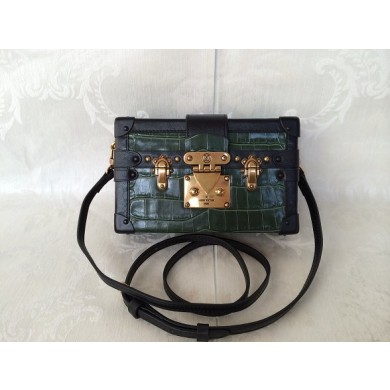 2015 louis vuitton petite malle bag crocodile M50013 blackish green(original leather) GL04408