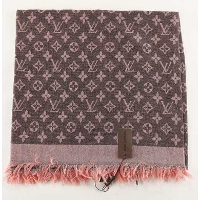 2015 Louis Vuitton scarf cashmere cotton 099-7 black&pink GL03171