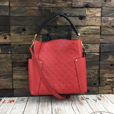 Copy 2015 louis vuitton monogram empreinte bagatelle m50071 red(original leather) GL02223