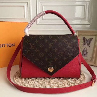 Copy AAA 2017 newest louis vuitton original leather double V bag M54624 red GL01702