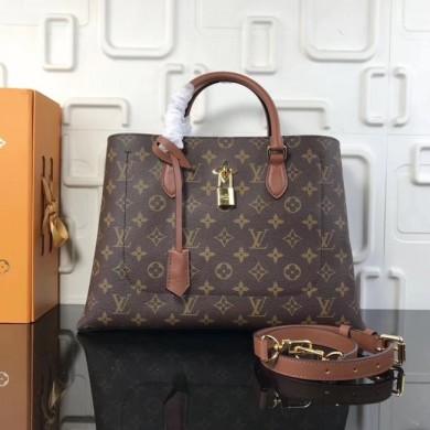 Copy Louis vuitton original monogram canvas Flower tote M43550 brown GL01035