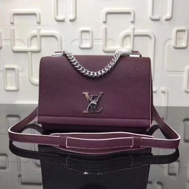 Copy Louis vuitton soft original calf leather LOCKME BB Bag M50250 purple GL00347