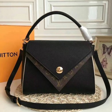 Fake 2017 newest louis vuitton original leather double V bag M54439 black GL03619