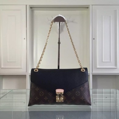 Fake Best Louis Vuitton Monogram Canvas Pallas Chain 41246 Black GL04574