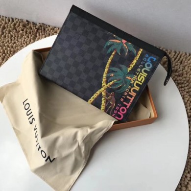 Fake Louis vuitton Damier Graphite Clutch Bag POCHETTE VOYAGE N63510 Coconut tree GL01512