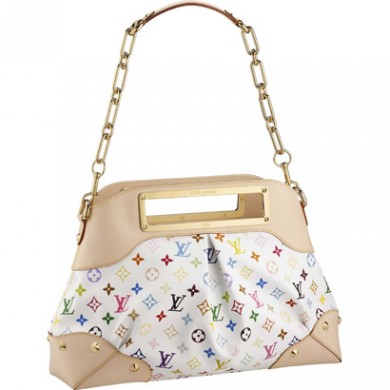 Fake Louis Vuitton M40253 Monogram Multicolore Judy GM Blanc GL00535