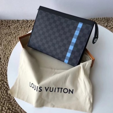 High Quality Imitation Louis vuitton Damier Graphite Clutch Bag N64444 blue GL04029