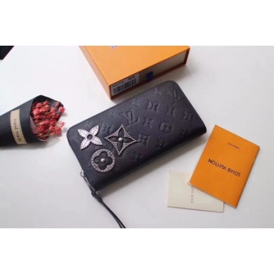 Hot Replica louis vuitton original Monogram Empreinte Ariane zippy Wallet 62069 black GL01185