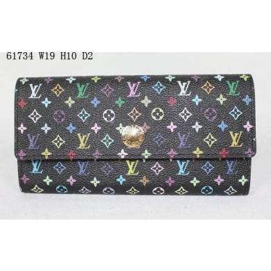 Imitation Louis Vuitton handbag monogram multicolore black sarah wallet 61734 (grenade lining) GL02173