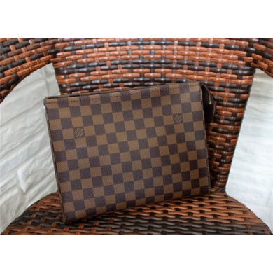 Louis Vuitton Damier Canvas Clutch Bag M47542 Coffee GL02283