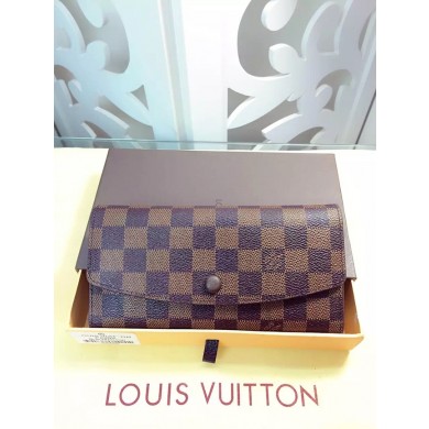 Louis Vuitton Damier Ebene Canvas Wallet 60136 Coffee GL04272