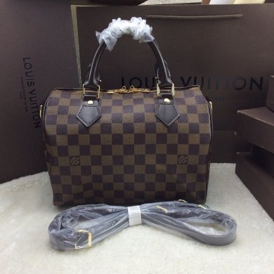 Louis Vuitton Damier Ebene Speedy 25 with Shoulder Strap N41181 GL01603