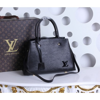 Louis Vuitton Epi Leather Montaigne MM Tote Bag M41056 Black GL00156