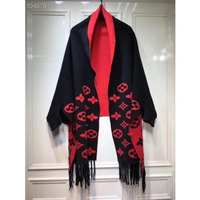 Louis vuitton lambswool Shawl 71150 black GL02769