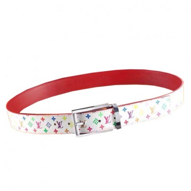 Louis Vuitton LV Initiales Monogram Multicolore Belt M9070R Blanc GL01766