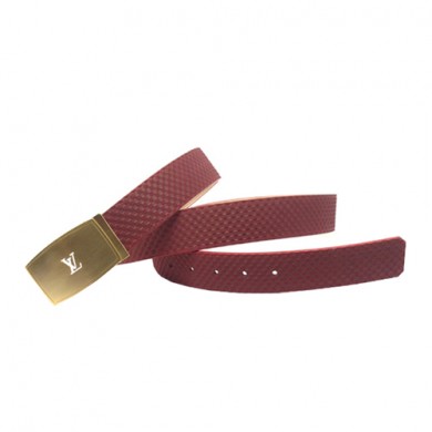 Louis Vuitton LV Initiales Suede Leather Belt M0155E Red GL00108