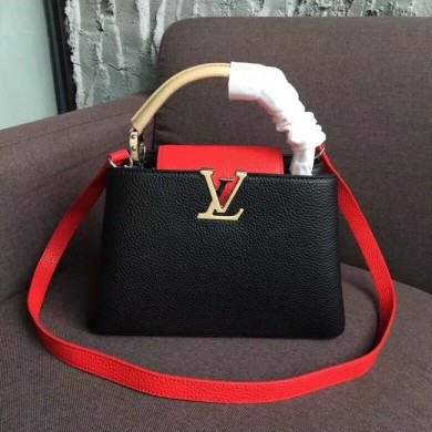 Louis vuitton original CAPUCINES PM M51814 black&red GL00698