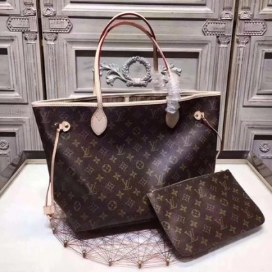 Louis Vuitton Original Monogram Canvas NEVERFULL 40156 Apricot GL02266