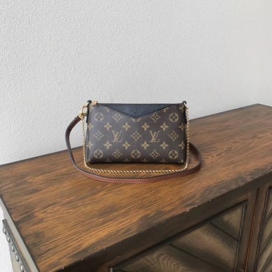 Louis vuitton original monogram canvas pallas clutch M41638 black GL00553