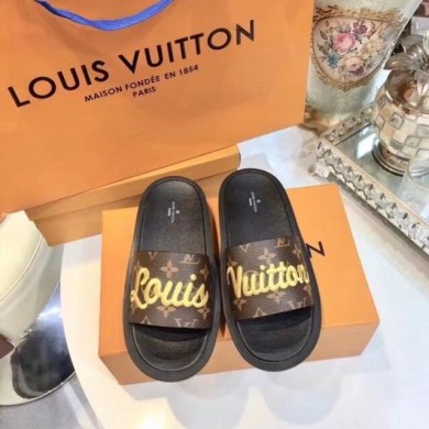 Louis Vuitton Slipper Leather LV857SY brown GL01525