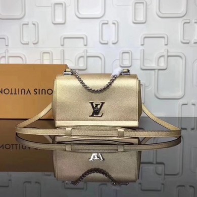 louis vuitton soft original calf leather LOCKME BB Bag M50250 Gold GL00344