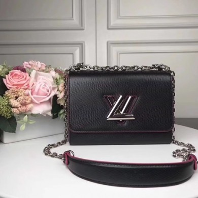 Louis Vuitton TWIST Original leather Shoulder Bag M50280 black with rose GL01105