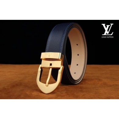 Replica Louis Vuitton Calf leather Belt wide 3.5CM 2271 dark blue GL02238