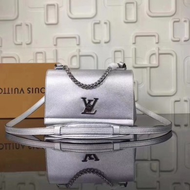 Replica Louis vuitton soft original calf leather LOCKME BB Bag M50250 silver GL02080