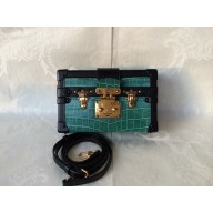 Best 1:1 2015 louis vuitton petite malle bag crocodile M50013 green(original leather) GL03478