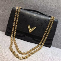 Copy 2017 louis vuitton original leather very chain bag M42899 black GL04513