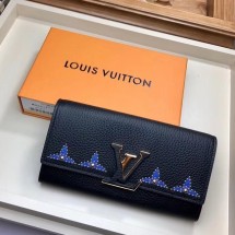 Copy Louis Vuitton original CAPUCINES WALLET M63211 blue GL01856