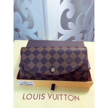 Designer Replica Louis Vuitton Damier Ebene Canvas Wallet M61221 Coffee&Red GL01987