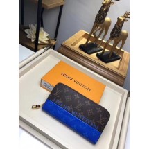 Designer Replica Louis Vuitton Split Monogram Canvas Zippy Wallet M60017E blue GL00506