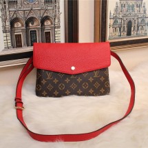 Hot 2015 louis vuiton monogram&calfskin twinset m50184 red GL02597