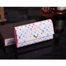 Imitation AAAAA Louis Vuitton Monogram Multicolore Sarah Wallet 93745 White GL01032