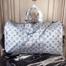 Louis Vuitton Monogram Canvas Keepall 45CM with Shoulder Strap 43858 silver GL04519