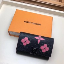 Louis Vuitton original CAPUCINES WALLET M63222 black GL01849