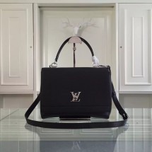 Louis Vuitton original litchi leather tote bag 50250 black GL02154