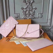 Louis Vuitton Original Monogram Vernis Felicie Chain Wallet 61276 light pink GL01124