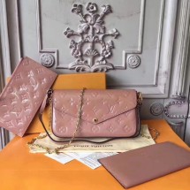 Louis Vuitton Original Monogram Vernis Felicie Chain Wallet 61276 pink GL04196