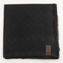 Louis Vuitton scarf cashmere cotton 099-3 black GL03940