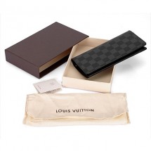 Louis Vuitton Wallet Damier Graphite Canvas Brazza N62665 Black GL03068