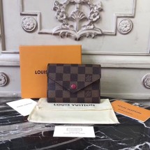 Replica Louis Vuitton Damier Ebene Canvas VICTORINE WALLET N61700 Fuchsia GL01948