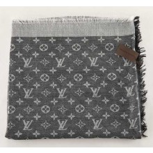 2015 Louis Vuitton scarf cashmere cotton 099-12 dark gray Scarf GL01905