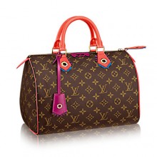 Best Louis Vuitton Monogram Canvas Speedy 30 Totem M41665 Flamingo GL01895