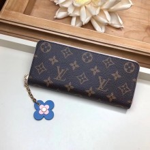 Designer Louis vuitton Monogram coated canvas CLEMENCE WALLET M64161 blue GL00017