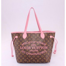 Imitation 2013 Louis Vuitton Monogram Canvas Ikat Neverfull mm M40939 pink GL01815