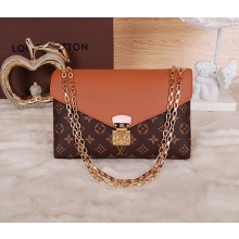 Imitation 2014 louis vuitton pallas chain shoulder bag m41200 brown GL02982